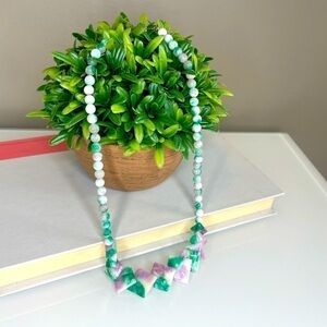 Vintage dyed natural stone necklace